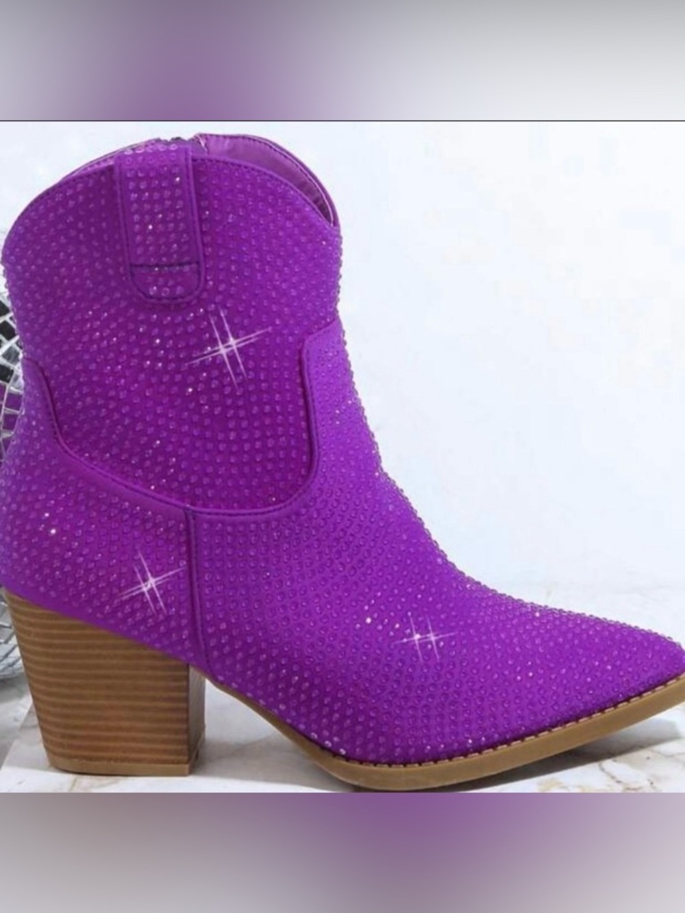 Purple Rhinestone cowboy boots - Picture 3 of 3